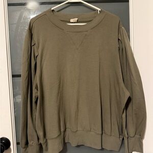 Women’s  Olive Green Sweatshirt with Puffy Sleeves